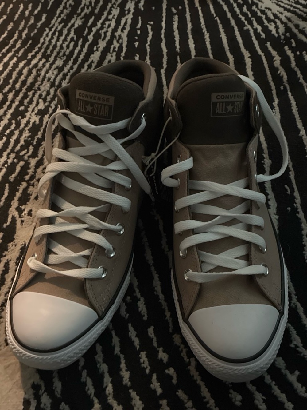 Converse Men’s High-Top Sneakers in Taupe with White Accents
